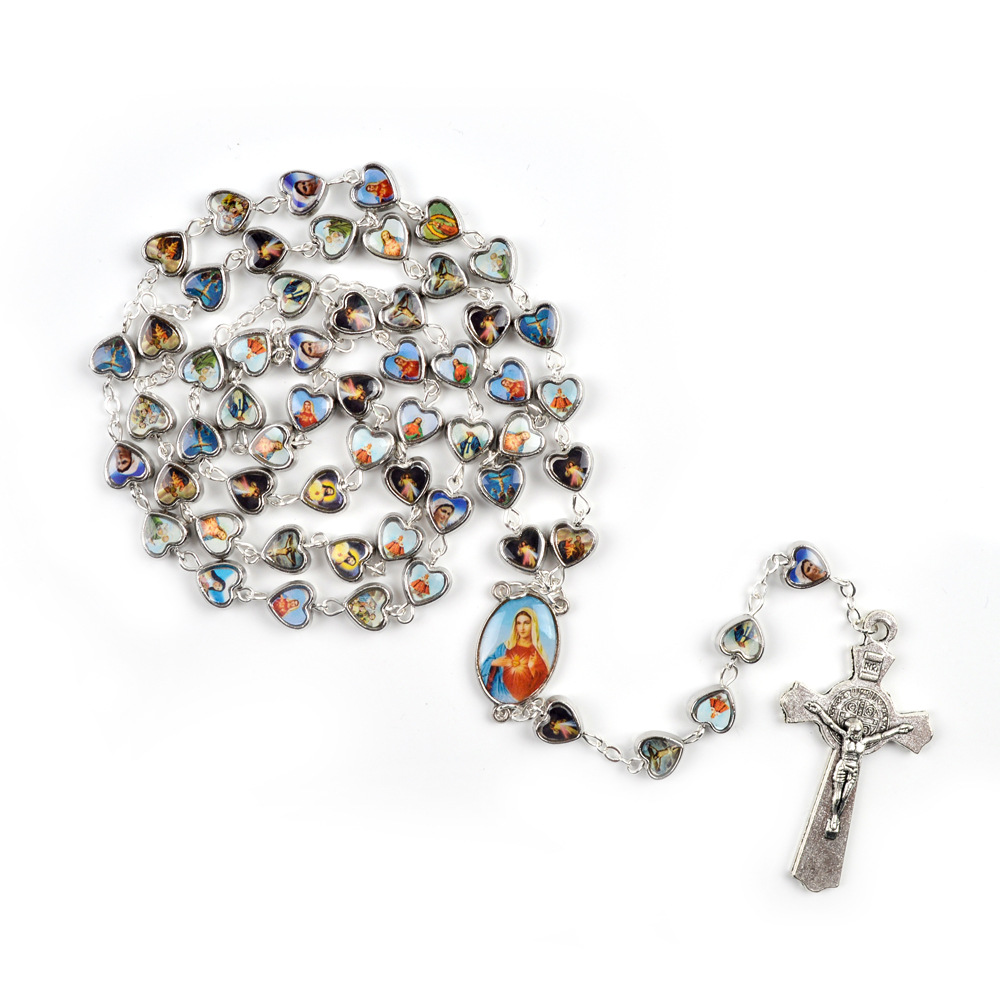 Alloy Heart Shape Beads Rosary