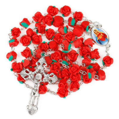Rose Beads Rosary Immaculate Heart Mary