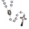 Black Acrylic Heart Beads Rosary With Divine Mercy Medal