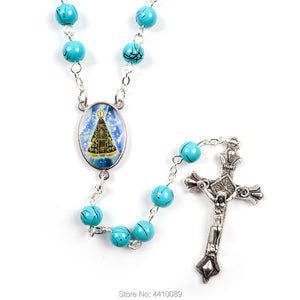 Blue Glass Beads Our Lady Of Aparecida Rosary