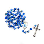 Blue Glass Beads Miraculous Medal Rosary